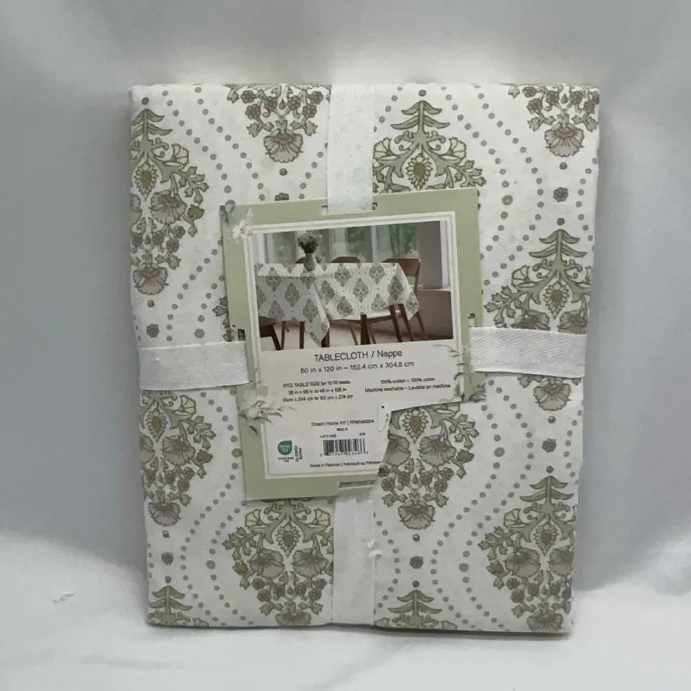 Lillian August French Farmhouse Tablecloth 60x120 Cotton Water-Resistant Multi